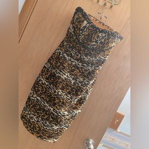 Basix animal print bodycon ruched dress - 100% silk
